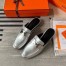 Hermes Trocadero Mules In Silver Nappa Leather