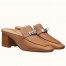 Hermes Blossom Mules 60mm In Brown Goatskin