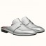 Hermes Catena Mules In Silver Metallic Calfskin