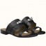 Hermes Avenue Sandals In Black Calfskin