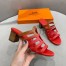 Hermes Celena Sandals 50mm In Red/Brown Calfskin