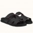 Hermes Women's Chypre Sandals In Black Epsom Calfskin