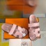 Hermes Women's Chypre Sandals In Pink Suede Calfskin 