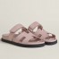 Hermes Women's Chypre Sandals In Pink Suede Calfskin 