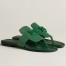 Hermes Galerie Sandals In Green Suede Leather