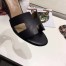 Hermes Legend Wedge Sandals In Black Calfskin