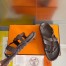 Hermes Inboard Sandals in Burgundy Leather and Ribbon