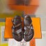 Hermes Inboard Sandals in Burgundy Leather and Ribbon