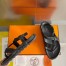 Hermes Inboard Sandals in Black Leather and Ribbon