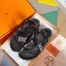 Hermes Inboard Sandals in Black Leather and Ribbon