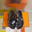 Hermes Inboard Sandals in Black Leather and Ribbon