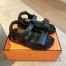 Hermes Women's Junior Sandals in Black Nappa Leather