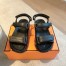 Hermes Women's Junior Sandals in Black Nappa Leather