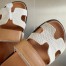 Hermes Women's Chypre Sandals In Canvas with Brown Leather 