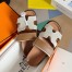 Hermes Women's Chypre Sandals In Canvas with Brown Leather 