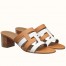 Hermes Amica 50mm Sandals In Brown/White Calfskin