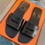 Hermes View Slide Sandals In Black Leather