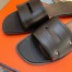 Hermes View Slide Sandals In Black Leather