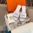 Hermes View Slide Sandals In White Leather