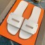 Hermes View Slide Sandals In White Leather