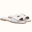 Hermes View Slide Sandals In White Leather