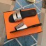 Hermes View Slide Sandals In Silver Epsom Calfskin