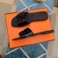 Hermes View Slide Sandals In Black Patent Calfskin