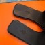 Hermes View Slide Sandals In Black Patent Calfskin