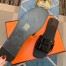 Hermes View Slide Sandals In Black Patent Calfskin