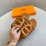 Hermes Camelia Slide Sandals In Brown Calfskin