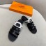 Hermes Camelia Slide Sandals In Black/White Calfskin