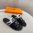 Hermes Camelia Slide Sandals In Black/White Calfskin