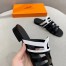 Hermes Camelia Slide Sandals In Black/White Calfskin