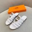 Hermes Camelia Slide Sandals In White Calfskin