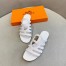 Hermes Camelia Slide Sandals In White Calfskin