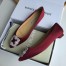 Manolo Blahnik Hangisi Flats In Bordeaux Satin with Crystal Buckle