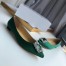 Manolo Blahnik Hangisi Flats In Green Satin with Crystal Buckle