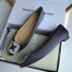 Manolo Blahnik Hangisi Flats In Navy Satin with Crystal Buckle