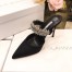 Manolo Blahnik Lutara Crystal 90mm Mules In Black Satin