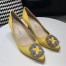 Manolo Blahnik Hangisi 70 Pumps In Yellow Satin