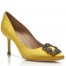 Manolo Blahnik Hangisi 70 Pumps In Yellow Satin