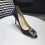 Manolo Blahnik Hangisi 105 Pumps In Navy Blue Satin