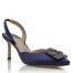 Manolo Blahnik Hangisi 70 Slingback Pumps in Navy Blue Satin