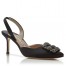 Manolo Blahnik Hangisi 70 Slingback Pumps in Black Satin
