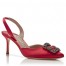 Manolo Blahnik Hangisi 70 Slingback Pumps in Red Satin