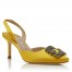 Manolo Blahnik Hangisi 70 Slingback Pumps in Yellow Satin