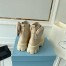 Prada Monolith Boots in Beige Leather and Nylon Fabric