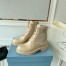 Prada Ankle Boots in Beige Brushed Leather and Re-Nylon