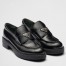 Prada Women's Loafers In Black Brushed Leather 