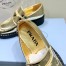 Prada Women's Loafers In Gold Metallic Leather
